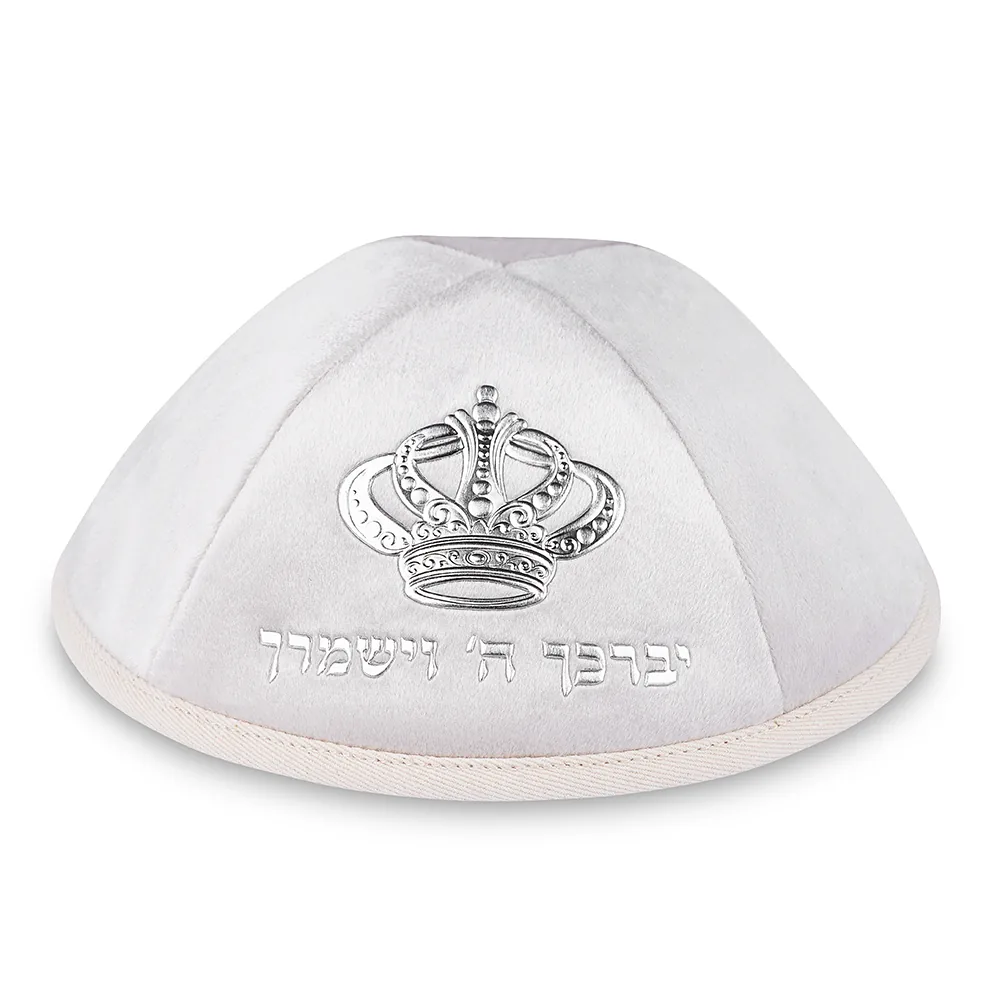 כיפה קטיפה "ארט-מן" עם אותיות בולטות זהב "יברכך" גודל 4 - פנינה