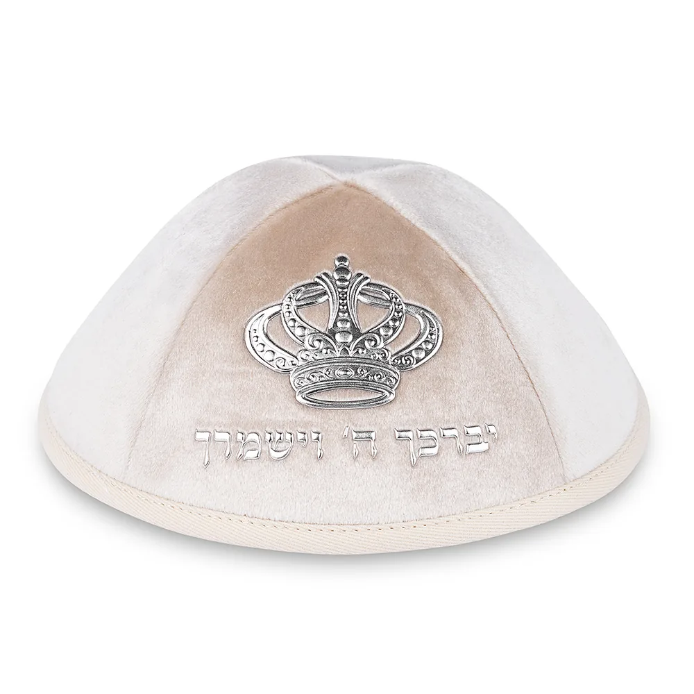 כיפה קטיפה "ארט-מן" עם אותיות בולטות זהב "יברכך" גודל 4 - אופוויט