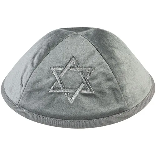 כיפה קטיפה "ארט-מן" עם ריקמה מגן דוד גודל 4 - א