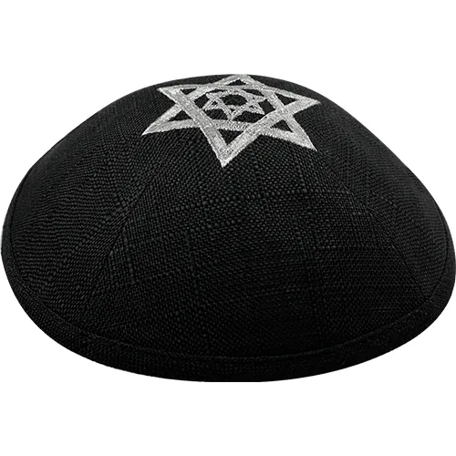 כיפה פשתן עם רקמה 19 ס"מ