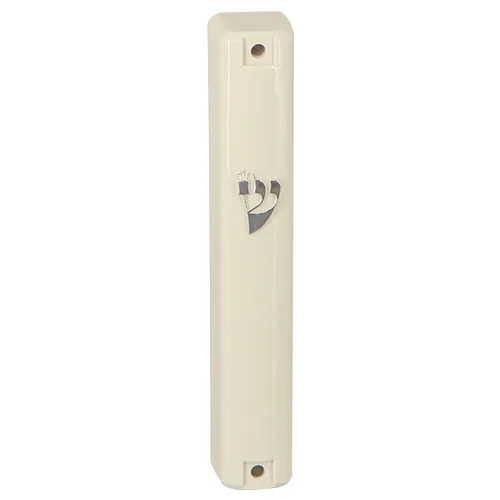 מזוזה פלסטיק 12 ס"מ בז "ש" כסף פקק גומי
