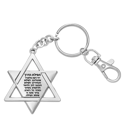 מחזיק מפתחות מגן דוד - 5 ס"מ - ניקל וזהב — תמונה 2