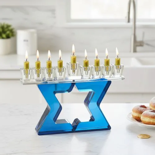 חנוכייה קריסטל מהודרת 17 ס"מ — תמונה 2