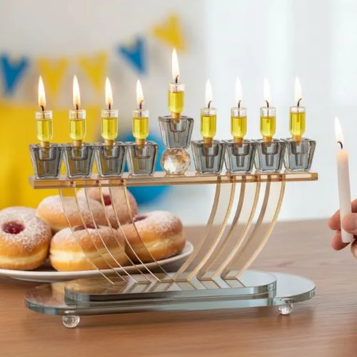 חנוכייה קריסטל מהודרת 19X29 ס"מ — תמונה 2