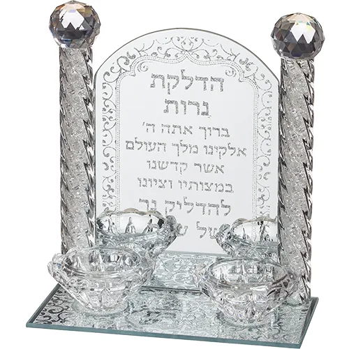 פמוטי קריסטל מהודרים "הדלקת נרות" 18.5x16 ס"מ — תמונה 1