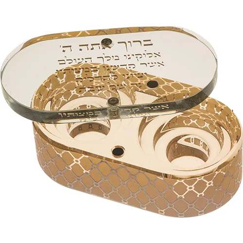 פמוטי נסיעה מקריסטל "מעויינים" זהב 10x5 ס"מ — תמונה 2