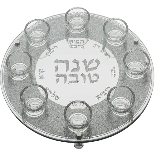 צלחת מהודרת לראש השנה זכוכית וקריסטל 40 ס"מ