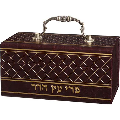 קופסא מהודרת לאתרוג דמוי עור עם ידית 13X19 ס"מ