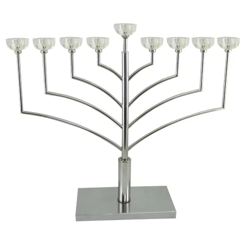 חנוכייה מתכת חבד עם קריסטל 55 ס"מ