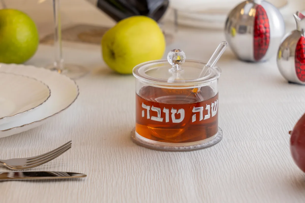 כלי לדבש אקריליק גימור כסף 8.5 ס"מ — תמונה 3