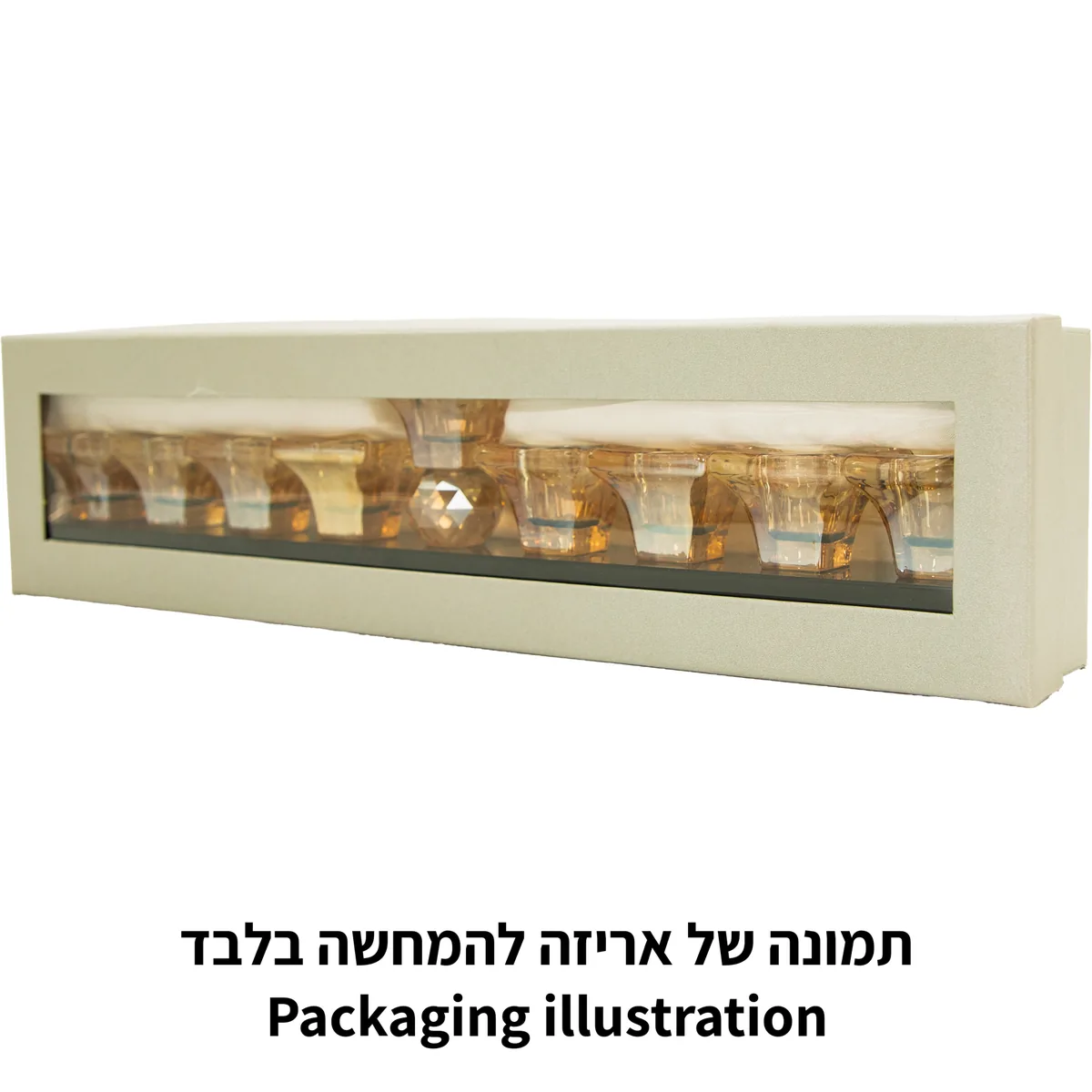 חנוכייה קריסטל מהודרת 37x6 ס"מ — תמונה 2