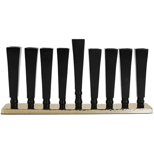 חנוכייה אלומיניום מהודרת גוון זהב 14x30 ס"מ