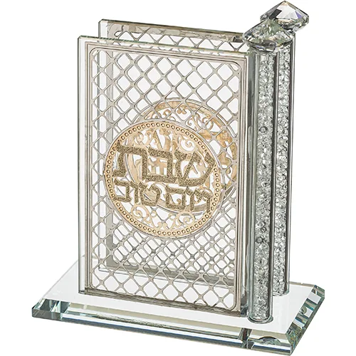מעמד לגפרורים קריסטל עם פלקטות "עיטורים" 12X12 ס"מ