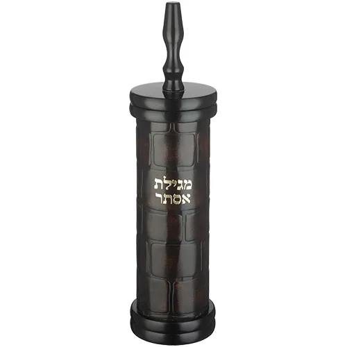 מגילת אסתר ספרדי קוטר 9 ס"מ עץ עם פלקטה פיו כותל עבור קלף 24 ס"מ