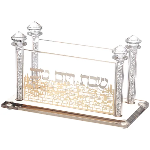 מפיון קריסטל מהודר עם פלקטה "נוף ירושלים" 17x9 ס"מ