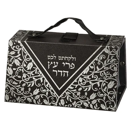 כלי לאתרוג דמוי עור הדפסה כסף 11X19X13 ס"מ