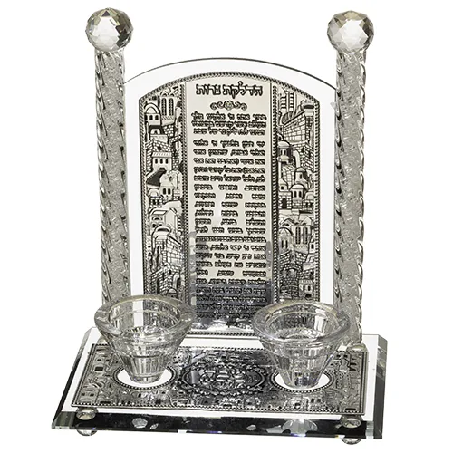 פמוטי קריסטל עם פלקטה הדלקת נרות "ירושלים" 24 — תמונה 1