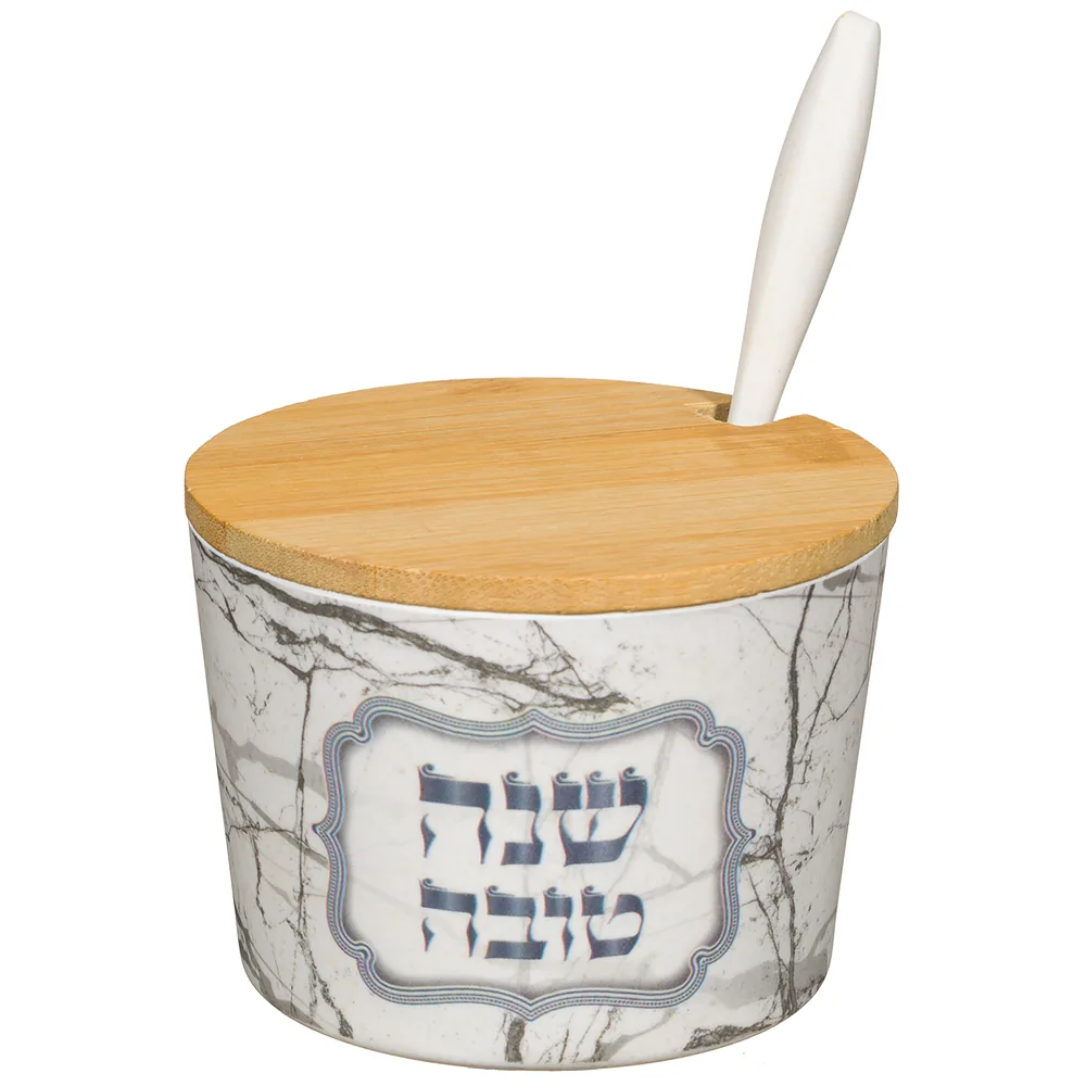 כלי לדבש "במבוק טבעי" "שנה טובה" 6.5 ס"מ