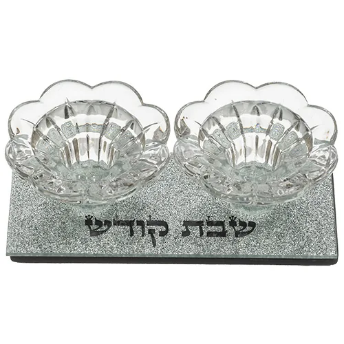 פמוטי זכוכית עם נצנצים 4X14X6 ס"מ — תמונה 1