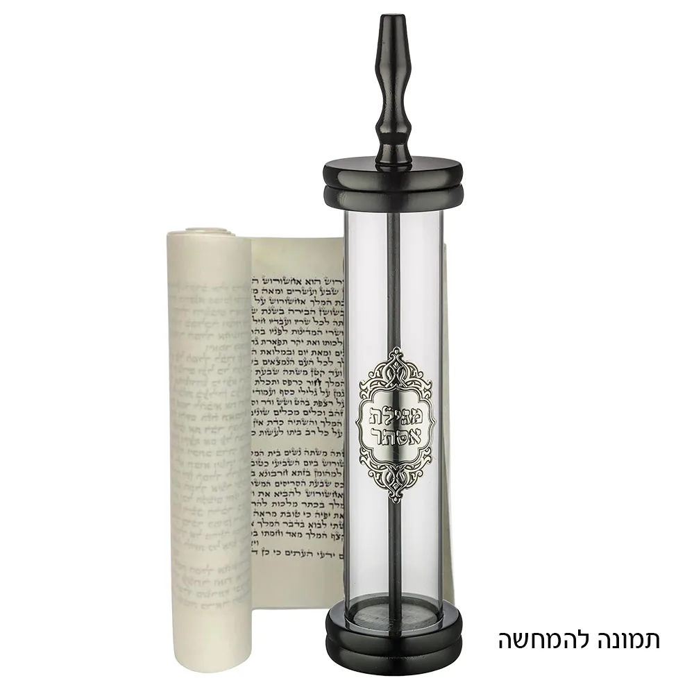 בית מגילה ספרדי עץ + אקריליק שקוף עם פלקטה עבור קלף — תמונה 2