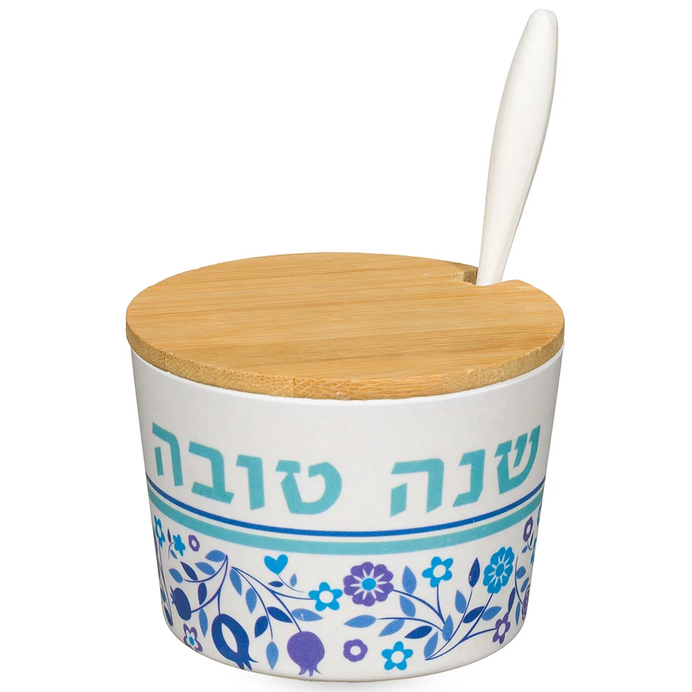 כלי לדבש "במבוק טבעי" "שנה טובה" - 6.5 ס"מ