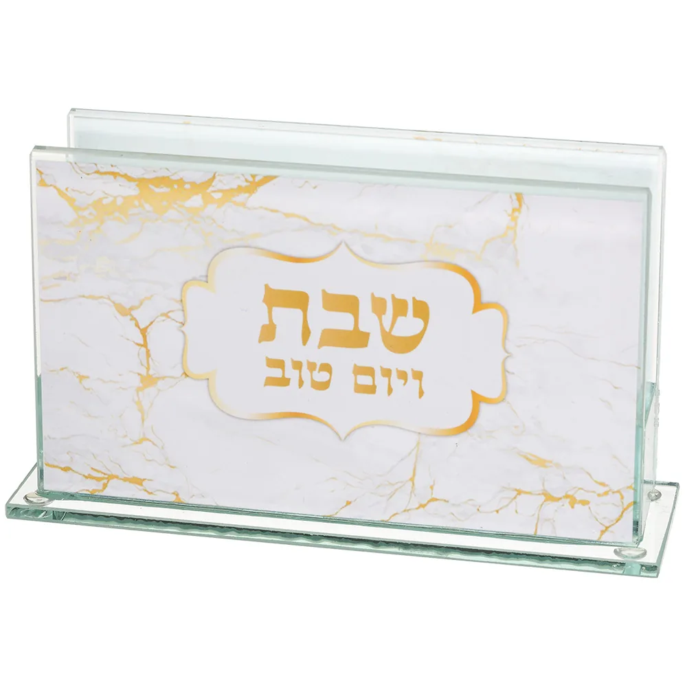 מחזיק גפרורים זכוכית עם הדפסה דגם שיש 6.5X4 ס"מ