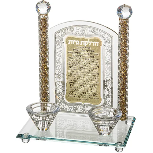פמוטי קריסטל עם פלקטה הדלקת נרות "רימונים" 24 ס"מ — תמונה 1