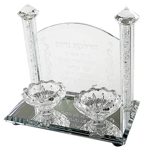 פמוטי קריסטל מהודרים עם הדלקת נרות 17x18 ס"מ — תמונה 1
