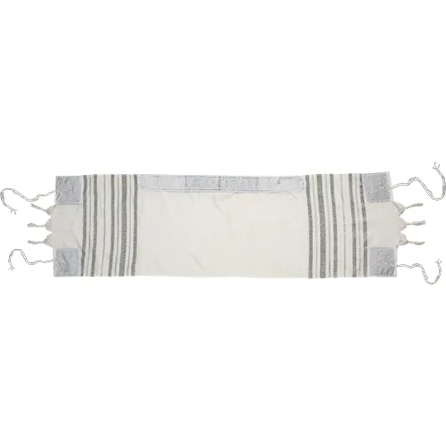 טלית קטן אקרילן 105x30 ס"מ פסים כסף