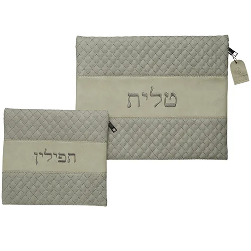 סט טלית תפילין דמוי עור עם ריקמה 36X29 ס"מ