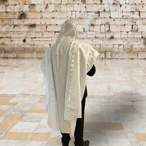 טלית "מופת" חתנים גודל 60 - 185x140 ס"מ פסים כס — תמונה 5