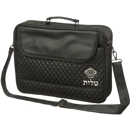 תיק טלית גדול גוון שחור פיו מפואר אותיות בולטות "כתר