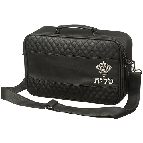 תיק טלית קטן גוון שחור פיו מפואר אותיות בולטות "כתר" כ