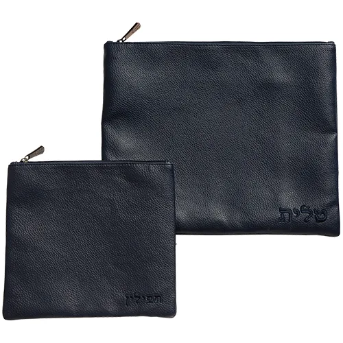 סט טלית תפילין דמוי עור עם ריקמה 36X29 ס"מ