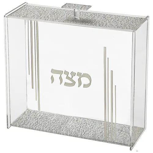 כלי למצה מאקריליק שקוף עם נצנצים 21x23 ס"מ