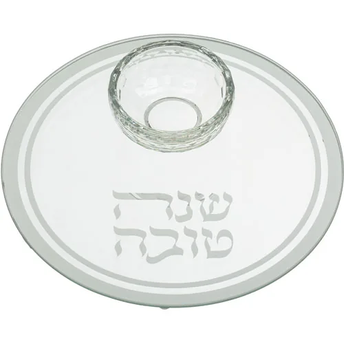 צלחת זכוכית לדבש עם הדפסה 19 ס"מ