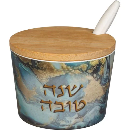 כלי לדבש מלמין "שנה טובה" - 6.5 ס"מ