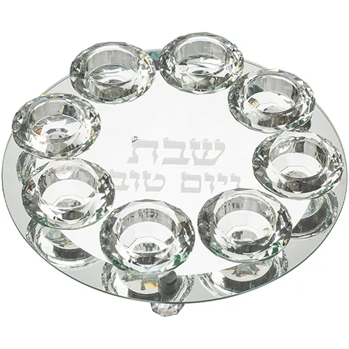 פמוט זכוכית עם 8 פמוטי קריסטל מהודרים 27 ס"מ — תמונה 1