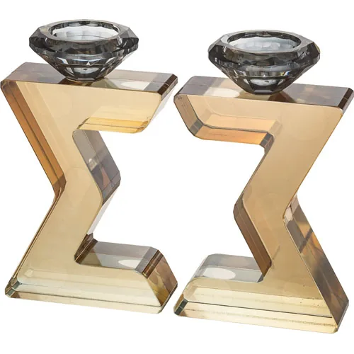 פמוטי קריסטל "מגן דוד" מהודרים 17 ס"מ — תמונה 1