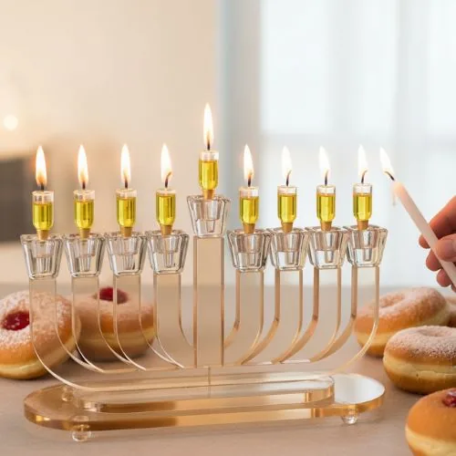חנוכייה קריסטל מהודרת 18X30 ס"מ — תמונה 2
