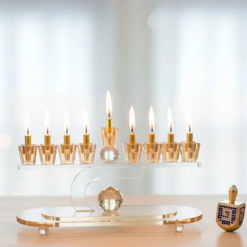 חנוכייה קריסטל מהודרת 28X17 ס"מ — תמונה 2