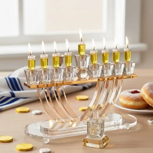 חנוכייה קריסטל מהודרת 19X29 ס"מ — תמונה 2