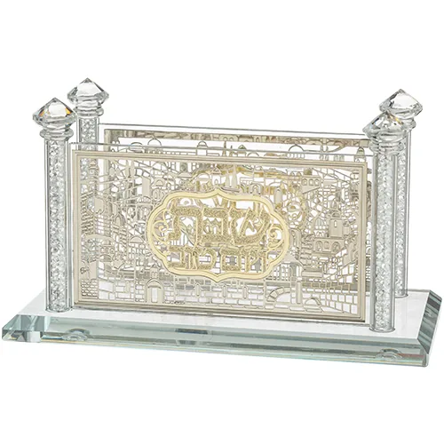 מפיון קריסטל מהודר עם פלקטה "ירושלים" 8X17 ס"מ