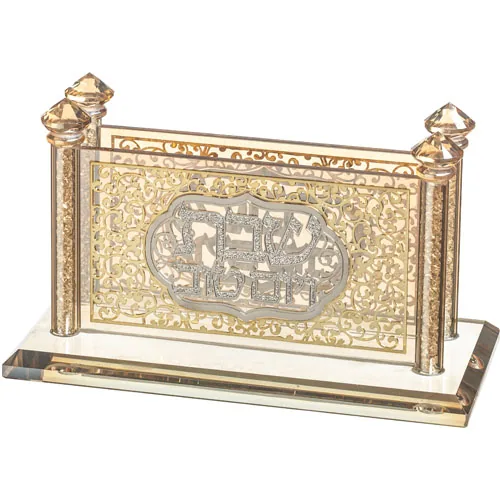 מחזיק גפרורים קריסטל עם פלקטה "עיטור" 16x8 ס"מ