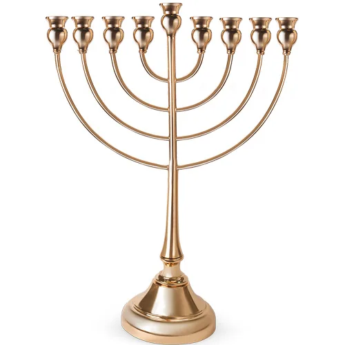 חנוכיה "אור הזהב" מתכת זהב 49סמ