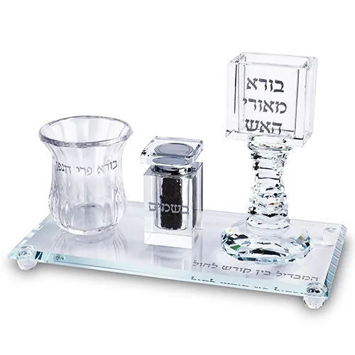 סט הבדלה קריסטל שקוף עם מגש 25X12.5 — תמונה 1