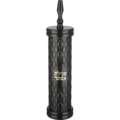 מגילת אסתר ספרדי קוטר 9 ס"מ עץ עם פלקטה פיו עבור קלף 31 ס"מ