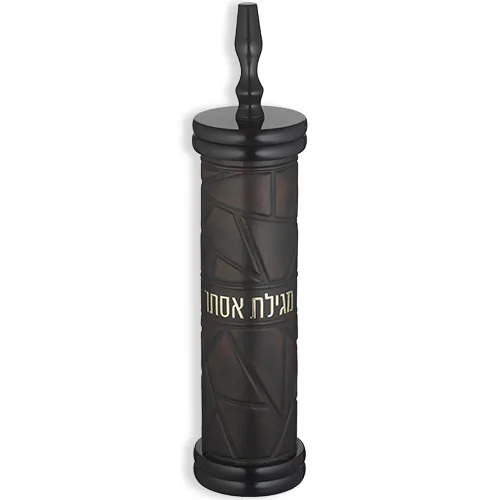 בית מגילה ספרדי עץ + קוטר 9 ס"מ אקריליק עם פלקטה עבור קלף 31 ס"מ