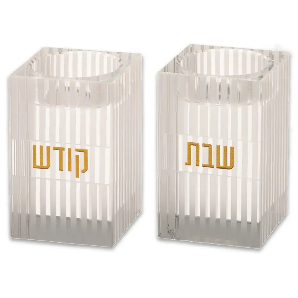זוג פמוטי קריסטל מרובע 8 ס"מ — תמונה 1