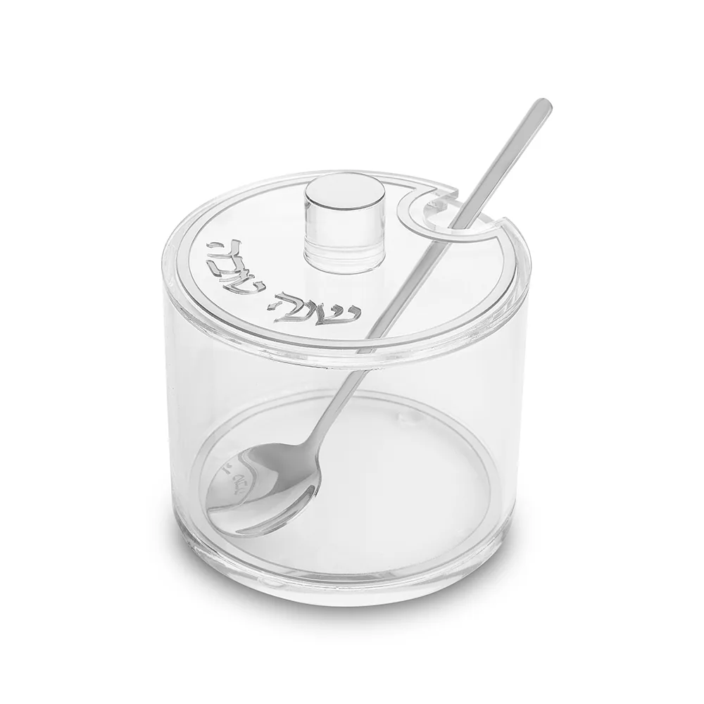 כלי לדבש אקריליק גימור כסף 9.5 ס"מ